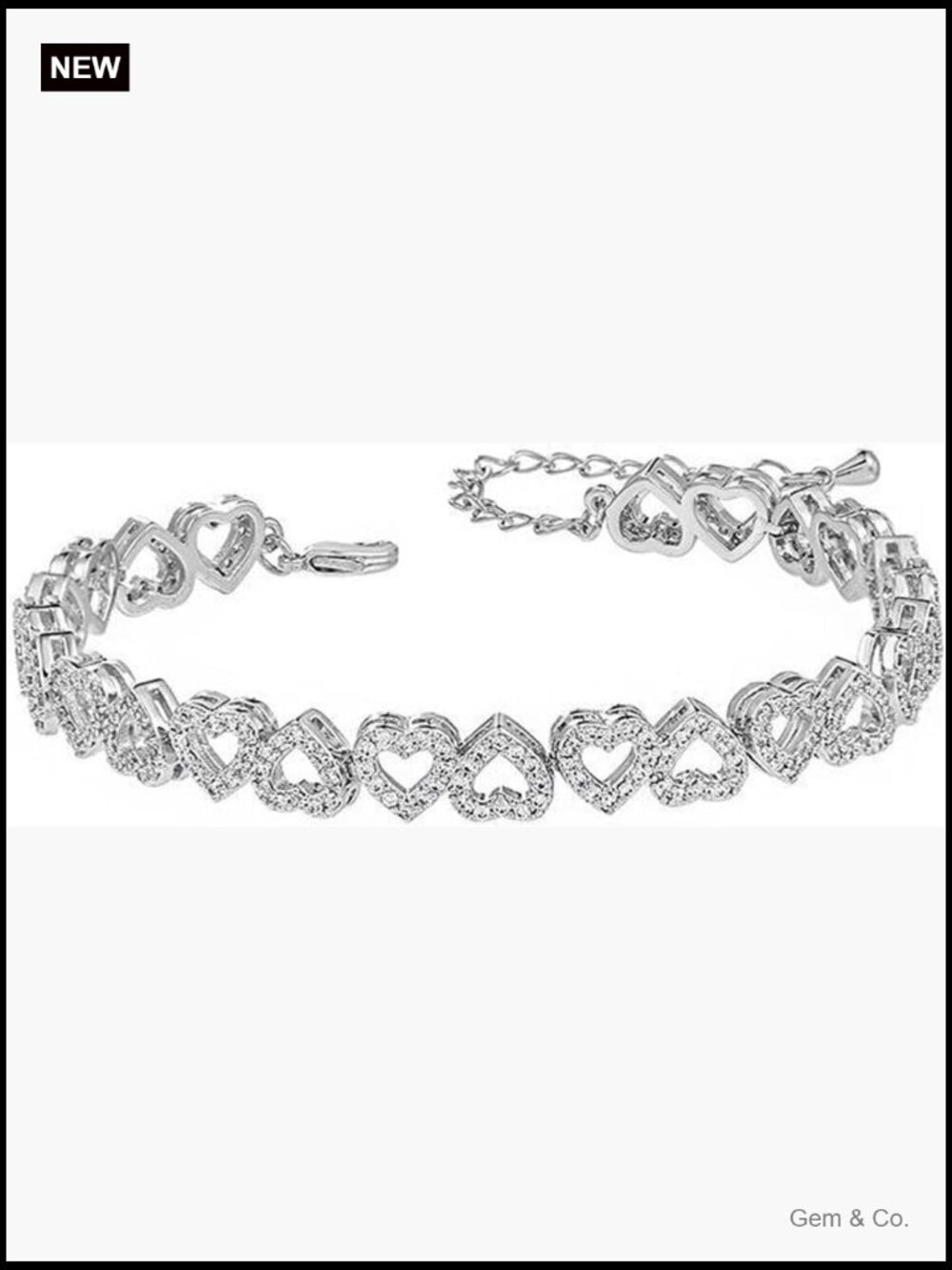 Cuban Link Heart Diamond Clustered Tennis Bracelet for Women Chain Bracelet